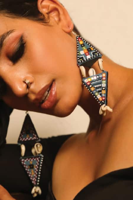 Buy_NAKHREWAALI_Multi Color Embroidery Fatafati Earrings _Online_at_Aza_Fashions