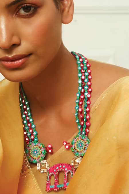 NAKHREWAALI Pushpon Wali Embroidered Necklace 