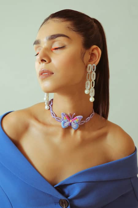 NAKHREWAALI Multi Color Vibe Check Embroidered Choker 