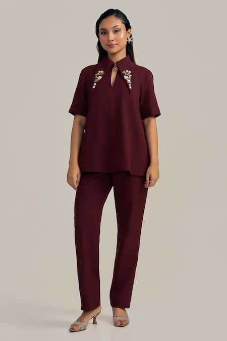 Neetiandmudita Merlot Edge Pant Co-ord Set 