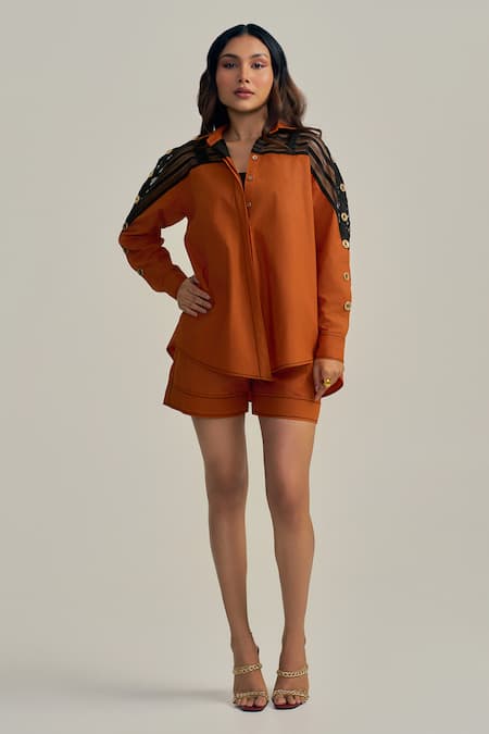 Neetiandmudita Rust Reverie Shorts Co-ord Set 