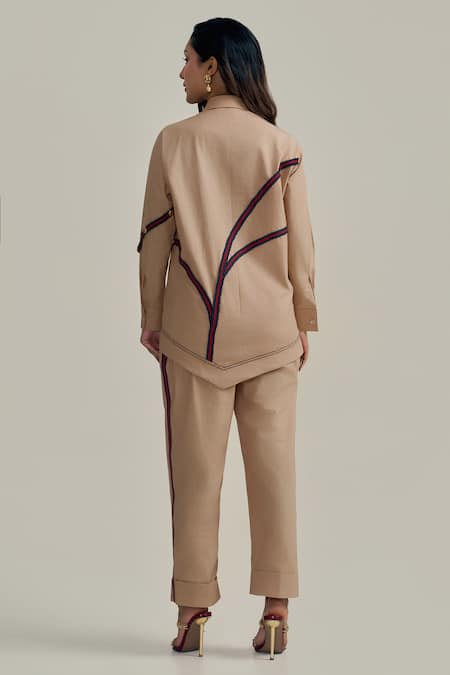 Neetiandmudita Twill Trim Pant Co-ord Set 