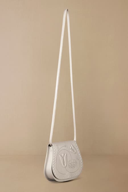 Ampm Silver Embroidery Alaida Sling Bag 