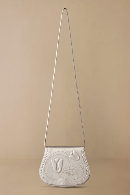 Ampm_Silver Embroidery Alaida Sling Bag _Online_at_Aza_Fashions