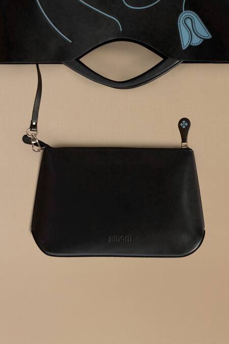 Shop Ampm Black Era Pouch Online at Aza Fashions Shop_Ampm_Black Era Pouch _Online_at_Aza_Fashions