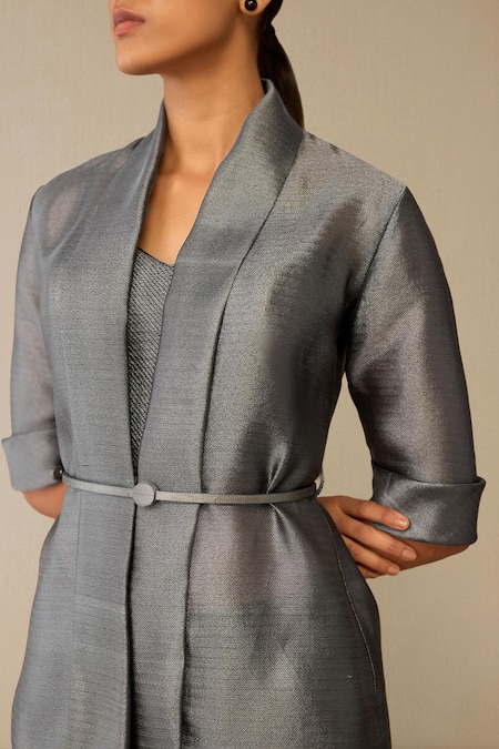 Shop_Ampm_Gray Shawl , Round Idalia Cape Pant Set 