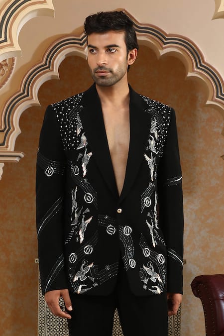 Kudrat Couture_Black Sequins, Zari, Pearls Heaven Embroidered Suit Set _Online_at_Aza_Fashions
