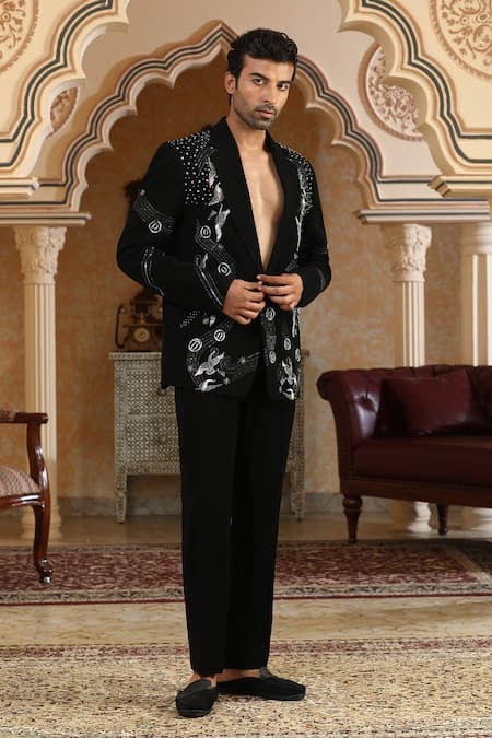 Buy_Kudrat Couture_Black Sequins, Zari, Pearls Heaven Embroidered Suit Set 