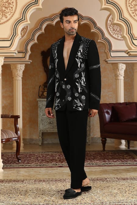 Shop_Kudrat Couture_Black Sequins, Zari, Pearls Heaven Embroidered Suit Set 