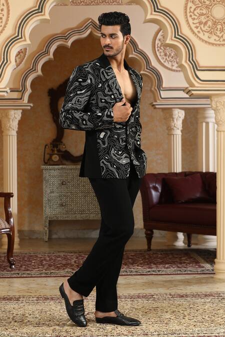 Buy_Kudrat Couture_Black Embroidery Sheersagar Suit Set _Online_at_Aza_Fashions