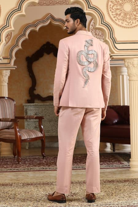 Kudrat Couture Serpents Charm Linen  Embroidered Suit Set 