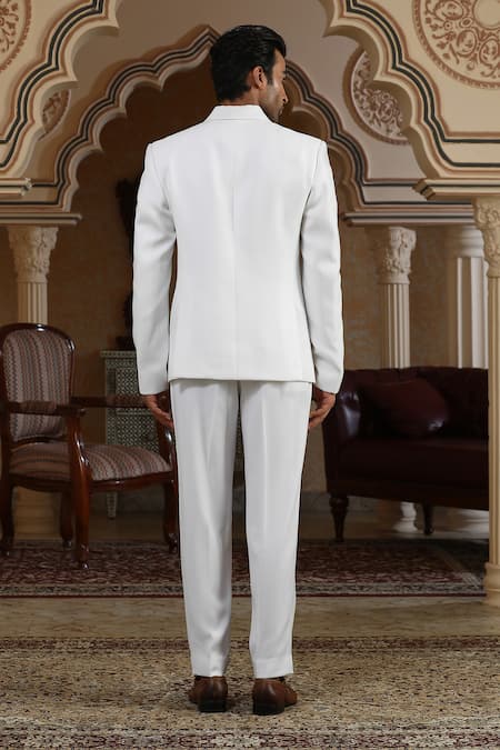 Kudrat Couture Classic White Italian Suit Set 