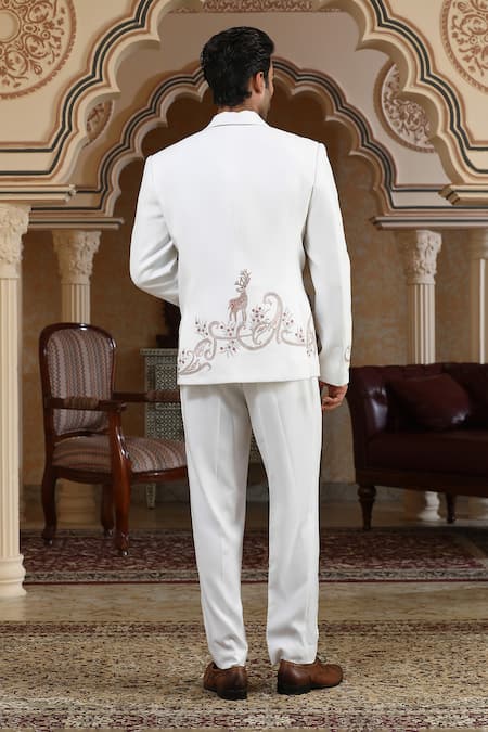 Kudrat Couture Sonchidi White Embroidered Suit Set 