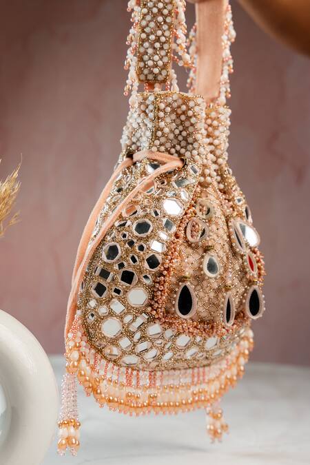 Nayaab By Sonia Pink Embroidery, Beads Aaina Jaal Jhaalar Blush Potli Online at Aza Fashions Nayaab By Sonia_Pink Embroidery, Beads Aaina Jaal Jhaalar Blush Potli _Online_at_Aza_Fashions