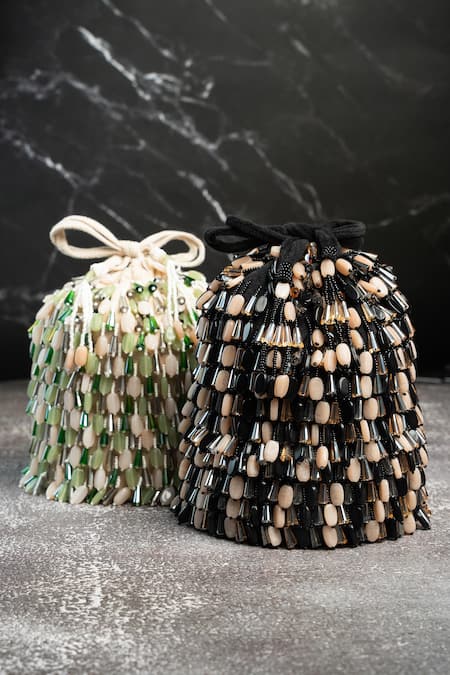 Shop_Nayaab By Sonia_Cream Beads Serenity Gilt Drops Nautical Elegance Potli _Online_at_Aza_Fashions