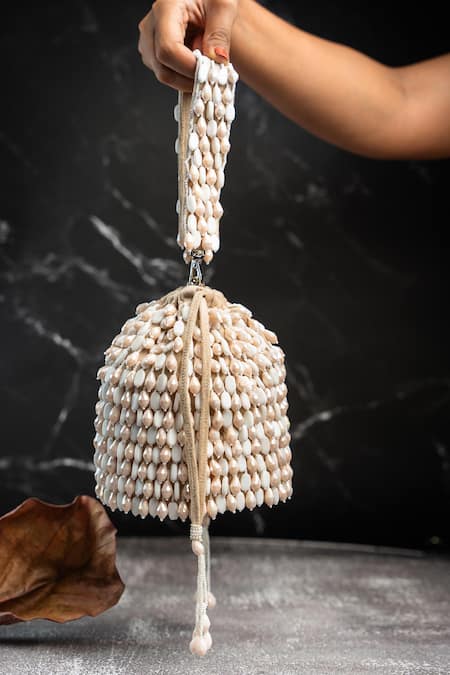 Buy_Nayaab By Sonia_Cream Beads Serenity Gilt Drops Dew Dust Potli _Online_at_Aza_Fashions