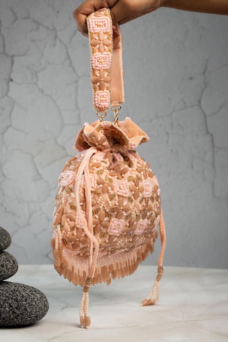 Buy Nayaab By Sonia Pink Beads, Embroidery, Sequins Serenity Satchel Criss Cross Blush Potli Online at Aza Fashions Buy_Nayaab By Sonia_Pink Beads, Embroidery, Sequins Serenity Satchel Criss Cross Blush Potli _Online_at_Aza_Fashions