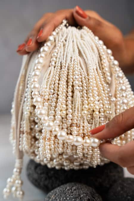 Nayaab By Sonia Raindrops Pearl Tassel Potli 