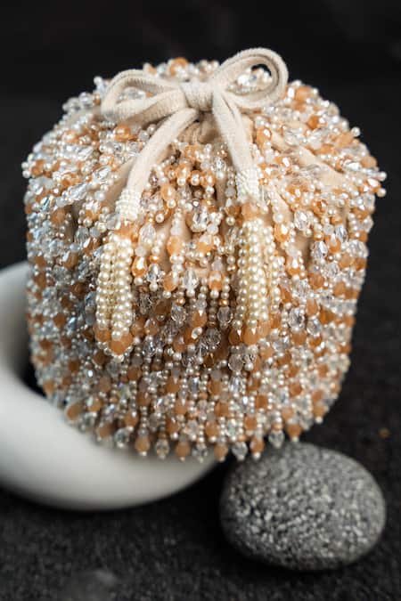 Buy Nayaab By Sonia Cream Beads, Pearls Serenity Gilt Drops Oceanic Blush Potli Online at Aza Fashions Buy_Nayaab By Sonia_Cream Beads, Pearls Serenity Gilt Drops Oceanic Blush Potli _Online_at_Aza_Fashions