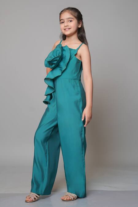 Jelly Jones_Green Ruffled Flower Jumpsuit_at_Aza_Fashions