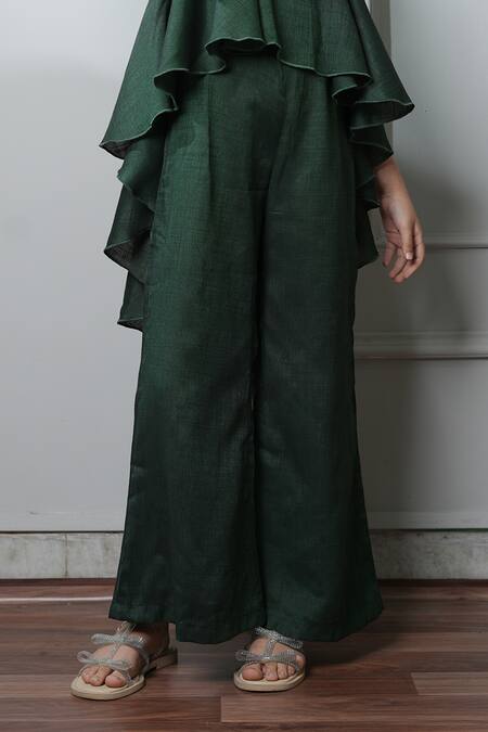 Shop_Jelly Jones_Green Embroidery Flower Embellished Jumpsuit_Online_at_Aza_Fashions