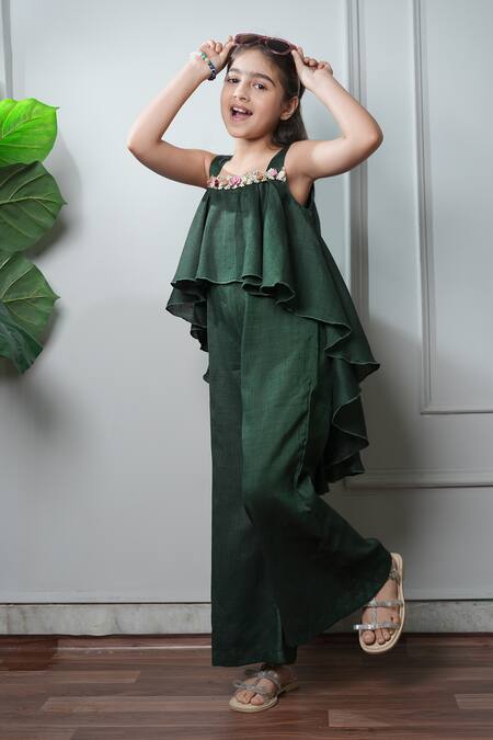 Shop_Jelly Jones_Green Embroidery Flower Embellished Jumpsuit