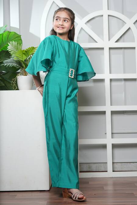 Shop_Jelly Jones_Green Embellished Buckle Jumpsuit_Online_at_Aza_Fashions