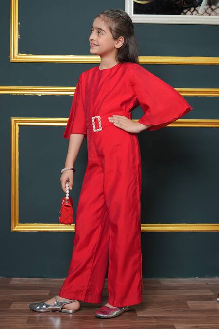 Buy_Jelly Jones_Red Beads Embellished Buckle Jumpsuit