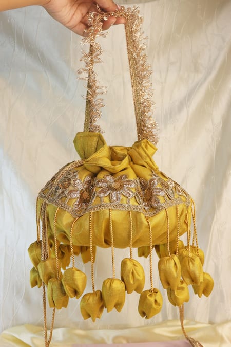 Soho Boho Studio By Aarti Thakur Gold Embellished Potli Bag 
