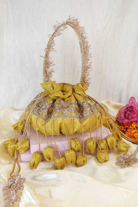 Soho Boho Studio By Aarti Thakur Gold Embellished Potli Bag 