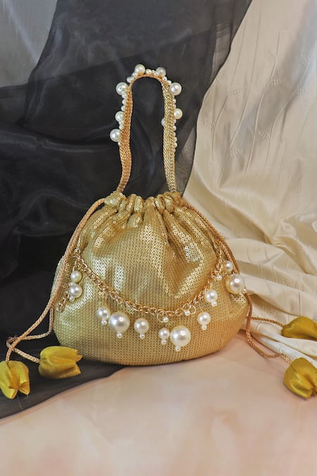 Soho Boho Studio By Aarti Thakur Gold Sequin Potli Bag 