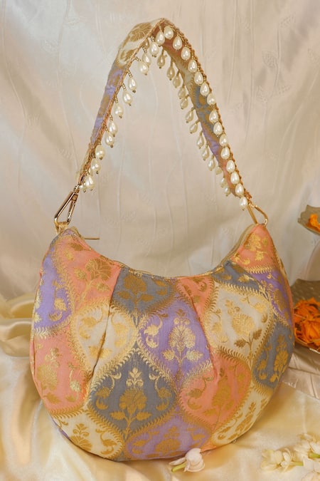 Soho Boho Studio By Aarti Thakur Banarasi Silk Moon Handbag 