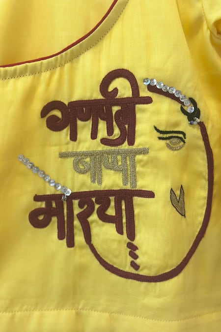 Rage Attire-Sweta Saria Ganpatti Bappa Kurta & Dhoti Pant Set 