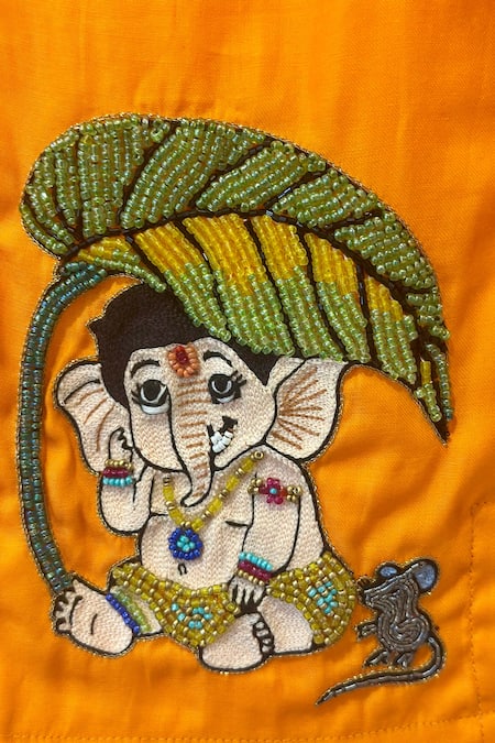 Rage Attire-Sweta Saria Little Ganesha Kurta & Dhoti Pant Set 