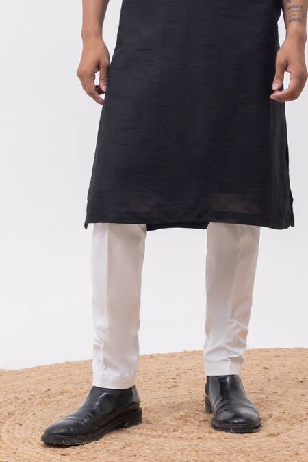 Kaka Calcutta Black Silk, Cotton Lightning Kurta And Pant Set Online at Aza Fashions Kaka Calcutta_Black Silk, Cotton Lightning Kurta And Pant Set _Online_at_Aza_Fashions