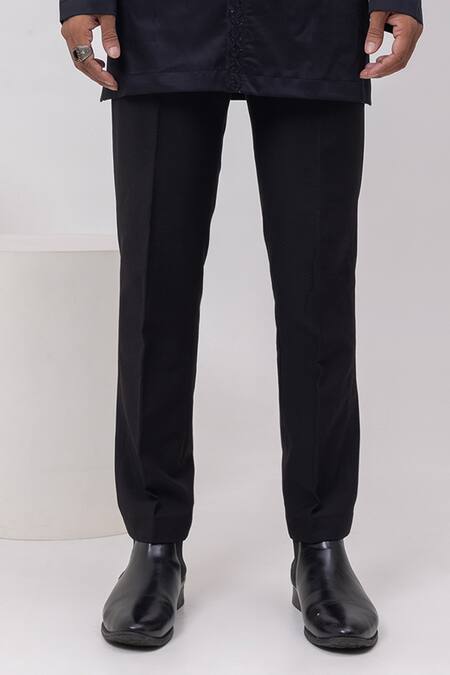 Kaka Calcutta Black Cotton Arrow Embroidery Kurta Set Online at Aza Fashions Kaka Calcutta_Black Cotton Arrow Embroidery Kurta Set _Online_at_Aza_Fashions