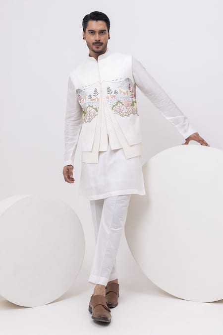 Kaka Calcutta Kashmiri Nehru Jacket With Kurta & Pant Set 