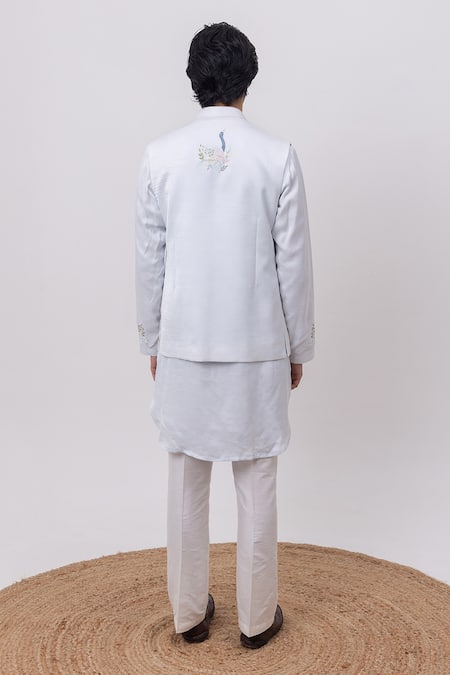Kaka Calcutta Swan Nehru Jacket With Kurta & Pant Set 