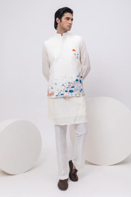 Kaka Calcutta Greece Nehru Jacket With Kurta & Pant Set 