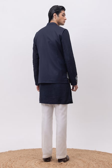 Kaka Calcutta Flamingo Nehru Jacket With Kurta & Pant Set 