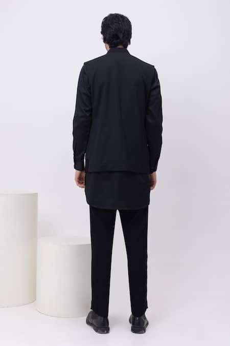 Kaka Calcutta Firefly Trio Pintuck Nehru Jacket With Kurta & Pant Set 