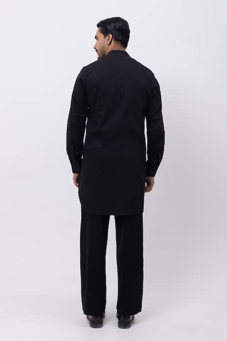 Buy Kaka Calcutta Black Cotton Embroidery Metallic Midnight Sherwani Jacket Set Buy_Kaka Calcutta_Black Cotton Embroidery Metallic Midnight Sherwani Jacket Set