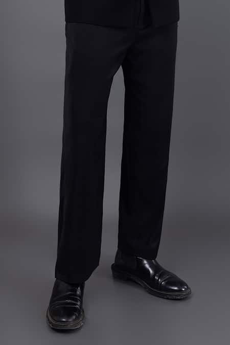 Kaka Calcutta_Black Film Tuxedo And Pant Set _Online_at_Aza_Fashions