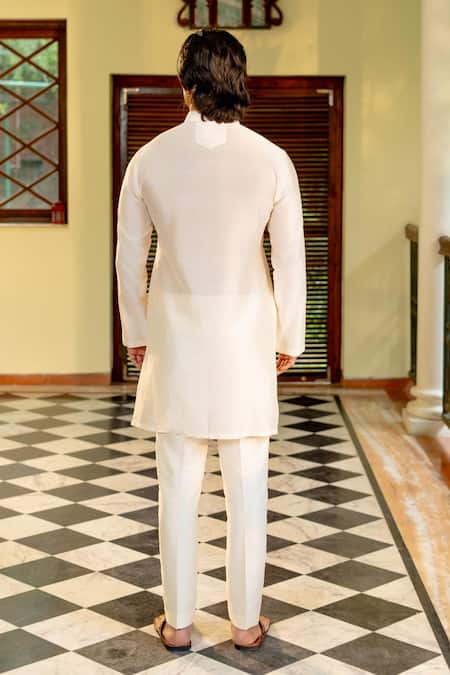 Nafs Ivory Chanderi Potli Button Kurta & Pant 