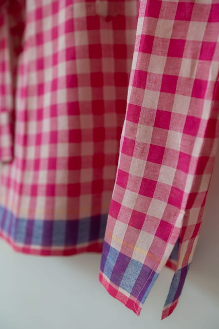 Buy_Love The World Today_Pink Candy Cloud Handwoven Cotton Shirt_Online_at_Aza_Fashions