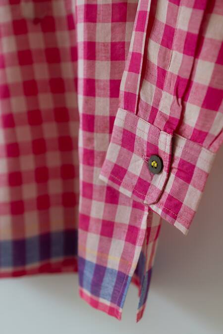 Love The World Today_Pink Candy Cloud Handwoven Cotton Shirt_at_Aza_Fashions