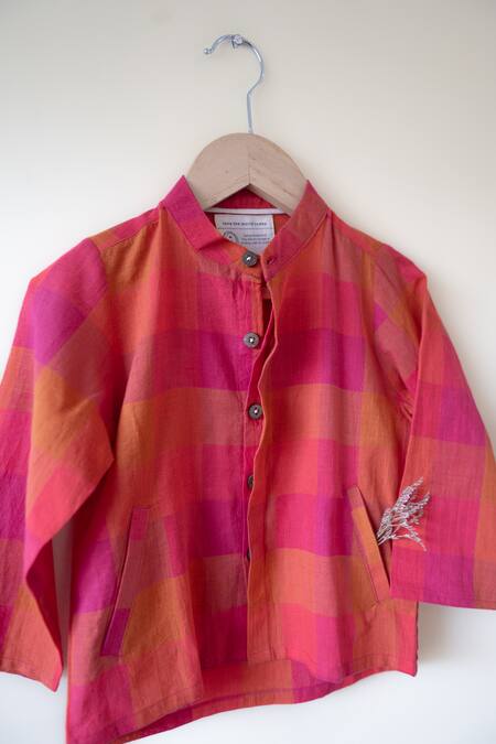 Buy_Love The World Today_Red , Handloom Gulmohar Handwoven Kurta And Dhoti Pant Set_Online_at_Aza_Fashions