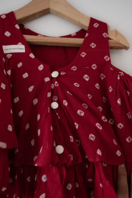 Love The World Today Red Cotton Gulal Bandhani Top And Skirt Set Online at Aza Fashions Love The World Today_Red Cotton Gulal Bandhani Top And Skirt Set _Online_at_Aza_Fashions