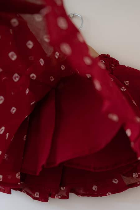 Buy Love The World Today Red Cotton Gulal Bandhani Top And Skirt Set Buy_Love The World Today_Red Cotton Gulal Bandhani Top And Skirt Set