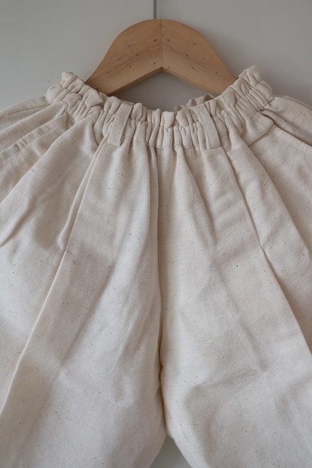 Love The World Today_Blue Cotton Embroidery Phool Pink Floral Kurta And Baggy Pant Set_Online_at_Aza_Fashions